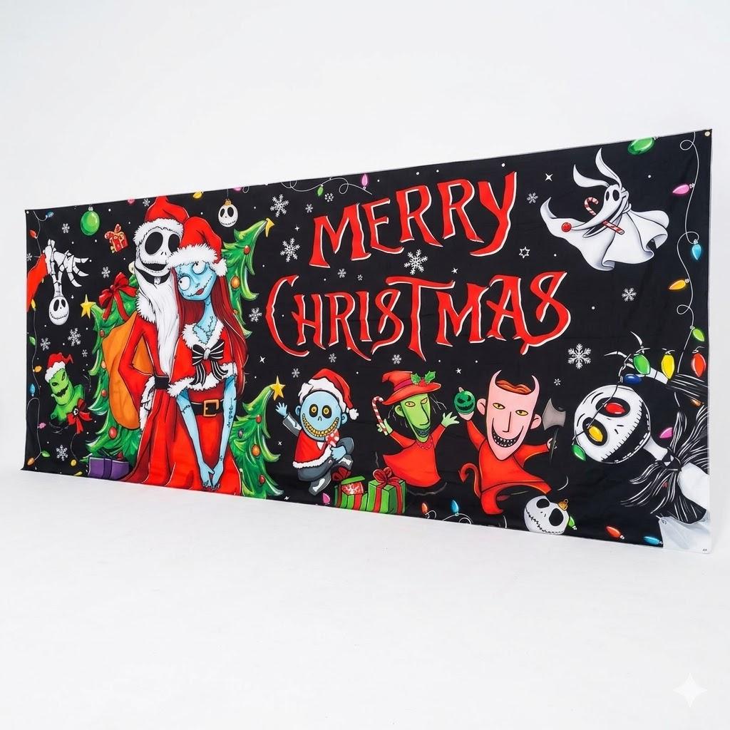 Christmas Garage Door Cover Red and Green Xmas Backdrop Hanging Sign Winter Seasonal Holiday Decor Merry Christmas Decorations for Garage Door