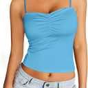 Avidlove Sexy Camisoles Tank Tops for Women Cute Spaghetti Strap Crop Ruched Tube Top (Blue, S)