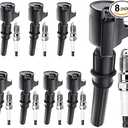 FD503 Ignition Coils Pack+3403 Iridium Spark Plugs Compatible with Ford & Lincoln 4.6L 5.4L F150 F150 Explorer Mustang Expedition Excursion E150 E250 F250 F350 Super Duty Navigator Mountaineer, 8PCS