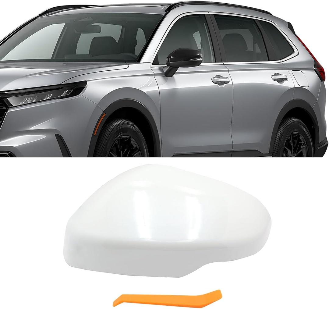 Left Driver Side Replacement Mirror Cover Compatible with Honda HRV/CRV 2023 2024 2025 2026 Exterior Door Side Rearview Mirror Cap Cover With Turn Signal Light Pearl (White)