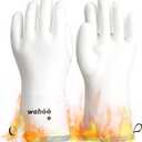 LANON Protection Wahoo Liquid Silicone Smoker Oven Gloves, Food-Contact Grade, Heat Resistant Gloves for Cooking, Grilling, Baking, White, M/8