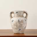 Rustic Ceramic Vase Farmhouse Vase for Home Decor, Large Terracotta Decorative Flower Vases for Pampas Grass, Flowers, Living Room, Kitchen, Table Centerpiece, Shelf, 8.66 Inch Tall (Rustic White)