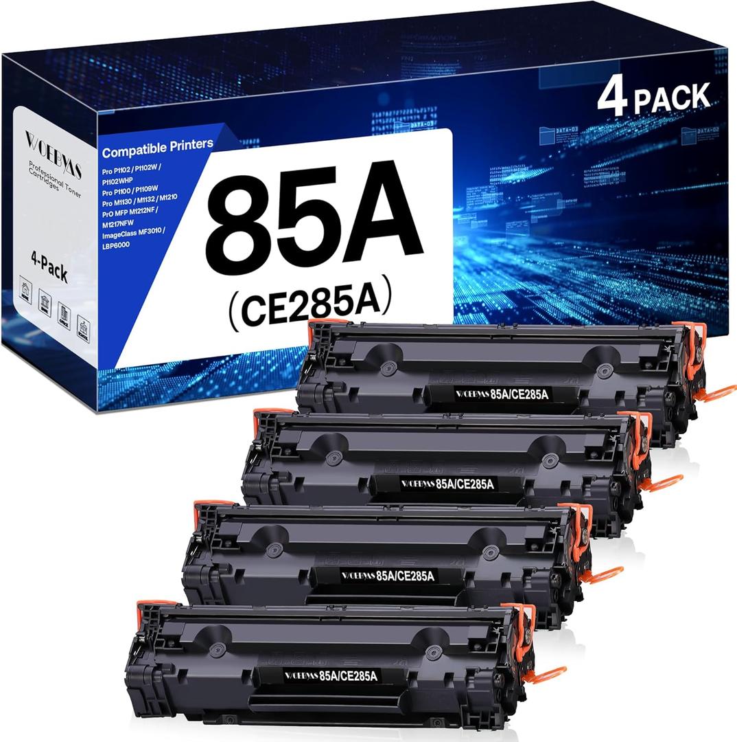 85A Toner Cartridge Compatible for HP 85A CE285A to Use with HP LaserJet Pro P1102W 1102W M1212 M1212NF MFP P1109W M1210 M1217NFW Printer (Pack of 4, Black)