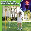 Tiki Torch Bubbler - Summer Pool Party Bubble Machine with Lights and Music, Bubble Blower and Wand, Rechargeable Outdoor Toy for Kids Teens Birthday Party, 4 Feet Tall, Includes 4oz Bubble Solution