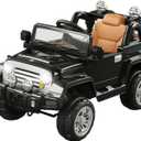 Aosom 12V Kids Ride on Truck, Off-Road Electric Car with MP3 Connection, Working Horn, Steering Wheel, and Remote Control, Black