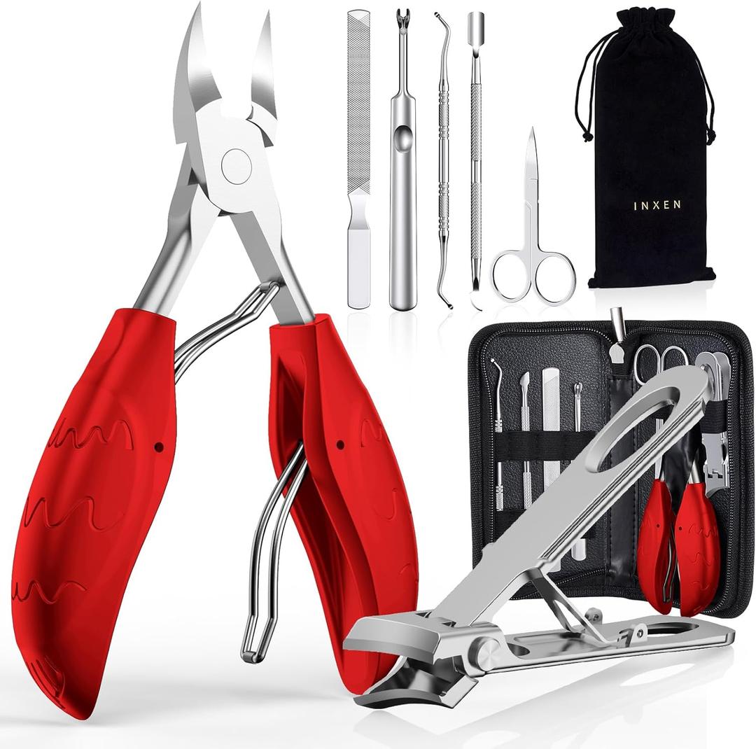 Toenail Clippers for Seniors Thick Ingrown Toenails, Toe Nail Clippers Set for Men Women, Heavy Duty Fingernail Clippers-Professional Pedicure Tools for Feet, Stainless Steel Manicure and Pedicure Kit