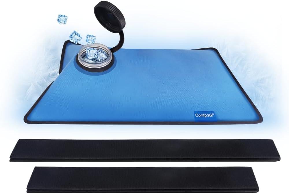 Large Refillable Ice Bag for Injuries, FSA Eligible, 14.5" x 10.6" Travel Ice Water Bag with Straps for Cold Therapy, Ice Pack Pain Relief for Swelling, Inflammation, Arthritis, Muscle