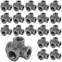20 PACK 1/ 2" 4-Way Side Outlet Tee, Industrial Cast iron Pipe Fittings 4-Way Cross Fitting Connector Threaded Cast Industrial Pipe Fittings for DIY Furniture Decorative Shelving