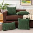 Kevin Textile Pack of 2 Corduroy Soft Soild Spring Decorative Square Throw Pillow Covers Set Cushion Cases Pillowcases for Sofa Bedroom Car 20 x 20 Inch 50 x 50 Cm Moss Green