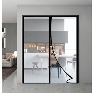 Transparent Insulated Door Curtain, Magnetic Thermal Door Cover Screen Door Self-Closing Privacy Magnetic Screen Door Hands Free for Kitchen, Bedroom, Air Conditioner Room, Fits Doors up to 72" x 80"