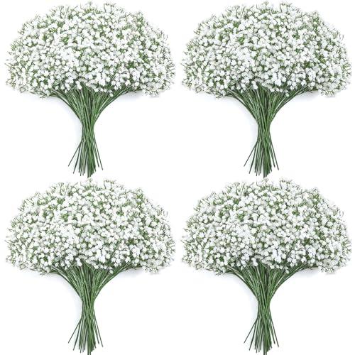 Faylifeway Babys Breath Artificial Flowers - 40PCS Real Touch White Gypsophila Bouquets for Floral Decoration, Wedding, Home, Party, and Garden