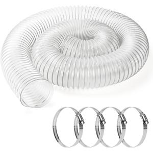 4" x 10' PVC Dust Collection Hose Clear Flexible Fume Debris Vacuum Collection Hose with 4 Clamps for Woodworking Dust Collection Systems (4inch/10 FT)