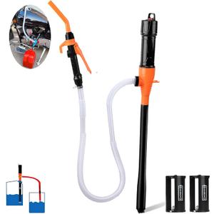 Portable Power Battery Transfer Siphon Pump for Gasoline, Diesel, Water Transfer,Operated Electric Siphon Pump, Easy to Use Hand Fuel Transfer Pump (Orange)