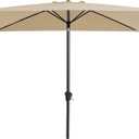 JEAREY 6.5x10ft Olefin Rectangular Patio Umbrella, Rectangle Outdoor Umbrellas with Auto Tilt Crank System, Market Table Umbrella UV Protection Fade-Resistant for Pool Deck Garden Yard, Beige