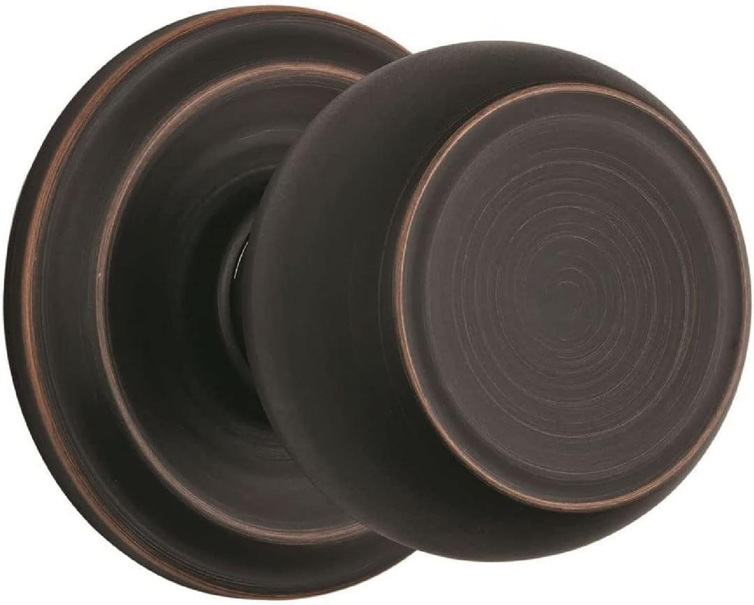 BRINKS - Stafford Indoor Passage Hall Closet Door Knob Set, Tuscan Bronze - Non-Locking Home Interior Bronze Decor Hall Closet Door Knob Handle Set