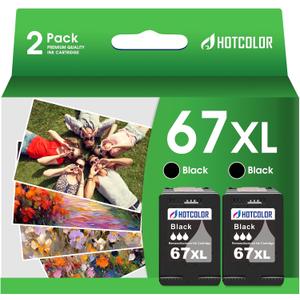67xl Black Ink Cartridge Replacement for hp Ink 67 for hp 67 Cartridge use with deskjet 2755e 2700 4155e 2855e Envy 6055e 6000 6400 Printer (2 Black)