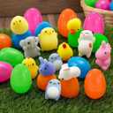 50 Easter Eggs Prefilled Mochi Squishy, Stress Relief Squishies Toys for Easter Theme Party Favor, Easter Eggs Hunt, Easter Basket Egg Fillers, Classroom Prize Supplies, Goodie Bag Stuffers