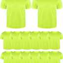 JaGely 12 Pcs Unisex Adult Workwear T-Shirt Bulk High Visibility Safety T Shirts Hi Vis Construction Work Shirts Short-Sleeve (XX-Large, Yellow)