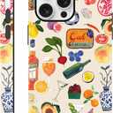 Summer Phone Cases for iPhone 16 Pro Max - Hybrid Duty 2 in 1 Full Body Rugged Shockproof Trendy Phone Cover, Coquette Phone Cases for Woman Girl - Lemon Fruit Flower Shell Aesthetic