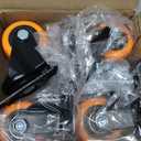 4" Caster Wheels, Casters Set of 4 Heavy Duty - Orange Polyurethane Castors, Top Plate Swivel Wheels, 4-Pack Industrial Casters with Brake, Locking Caster for Furniture and Workbench