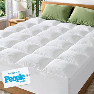 Extra-Thick California King Mattress Topper with 20" Deep Pocket
Viscose Derived from Bamboo, Ultra Plush & Soft Mattress Pad, Pillow Top, Full Body Support, White