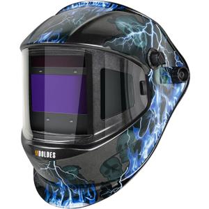 MDOLDES Large Angle True Color Solar Automatic dimming Welding Helmet, 4 arc sensors with Wide Shading Range of 4/5/9-13, Welding mask Suitable for TIG MIG ARC Welding mas (Lightning)