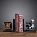 Home Decorative Camera & Projector Vintage Design Resin Bookshelf Bookends,Paper Weights, Book Ends,Bookend Supports, Book Stoppers, Set of 2