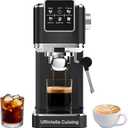 URintells Cuising Espresso Machine 20 Bar,Touch Screen Espresso Maker with Steam Milk Frother,Stainless Steel Expresso Coffee Machine for Cappuccino Latte Cold Brew,1350W Fast Heat Up System,Black