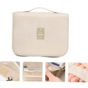 Travel Makeup Bag, Large Toiletry Bag for Women, Vegan Leather Travel Pouches Case, Make Up Bag for Travel Essentials Brushes, Cosmetic Bag Purse, Beige
