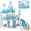 LEYI Girls Castle Building Blocks Toys for Girls 377 Pieces Ice Princess Castle Construction Toys Set Snow Castle Building Bricks Toys for Kids Christmas Birthday Gift