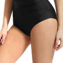 baleaf Women's High Waisted Bikini Bottoms Full Coverage Ruched Bathing Suit Tummy Control Swimsuit Bottom (Black) 2XL