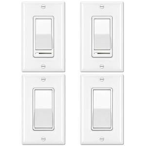 BESTTEN 2 Pack Dimmer Light Switch, Universal Lighting Control, Single Pole or 3 Way, Compatible with LED Dimmable Lamp, CFL, Incandescent, Halogen Bulb, Decorator Wallplate Included, UL Listed, White