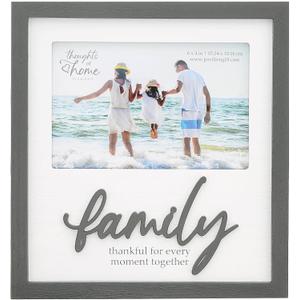 Pavilion Gift Company Frame-Family...Thankful for Every Moment-Holds 4x6, White, Gray