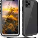 Waterproof Phone Case Compatible with iPhone 11 Pro Max, IP68 Waterproof Shockproof Dust-Proof Phone Case with Built in Screen Protector, Full Body Protective Case (Black, iPhone 11 Pro Max)