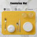 MicoYang Silicone Dish Drying Mat for Multiple Usage,Easy clean,Eco-friendly,Heat-resistant Silicone Mat for Kitchen Counter or Sink,Refrigerator or drawer liner Yellow L 16 inches x 12 inches