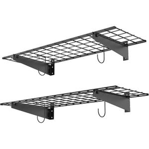 WALMANN 2 Pack Garage Wall Mount Shelves, 45x15 inch Wall Mounted Storage Shelves for Garage Heavy Duty Floating Shelf, Holds Up to 220 lbs(Black)