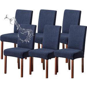 Genina Waterproof Chair Covers for Dining Room 6 Pack Kitchen Chair Covers Parson Dining Chair Slipcover, Navy Blue