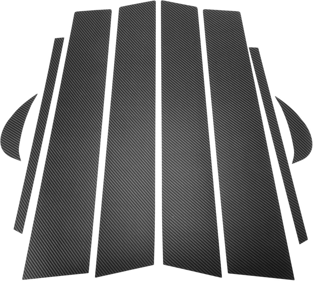 8 Pcs Front Rear Left Right Car Door Pillar Window Trim for Toyota Camry 2018-2023 Plastic Carbon Fiber