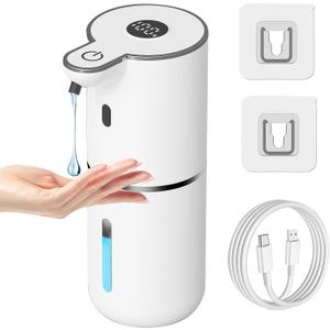 OHIFAST Automatic Liquid Soap Dispenser Touchless, USB Rechargeable Smart Hand Soap Dispenser, 6-Level Adjustable, 12.8oz/380mL Wall Mounted for Bathroom Kitchen Accessories Dish Soap-White