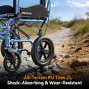 Lightweight Transport Wheelchair for Adults, Versatile Transport Wheel Chair, Supports 300 lbs, Self-Braking, Foldable & Portable, for Seniors, Elderly and Disabled
