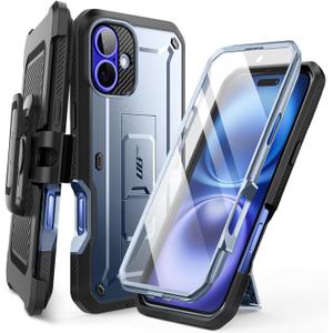 SUPCASE for iPhone 16 Case with Screen Protector (Unicorn Beetle Pro), [Built-in Stand & Belt-Clip] [Military-Grade Protection] Full Body Heavy Duty Phone Case for iPhone 16 6.1'' 2024, Tilt