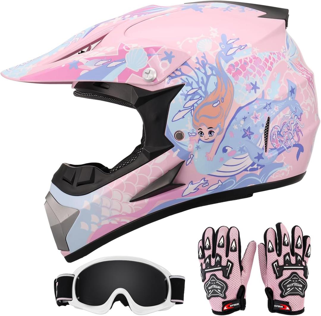 OUMURS Youth Dirt Bike Helmet DOT Approved, Kids Full Face Motocross Helmet, Large