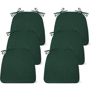 Chair Cushions for Dining Chairs Set of 6, Non Slip Kitchen Chair Pads, 17" x 16" x 2", Indoor Dining Chair Cushions with Ties, D-Shaped Seat Cushions for Kitchen Chairs, Dark Green