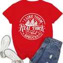 Christmas Shirts for Women I Like Them Real Thick and Sprucey Tshirt Xmas Tree Tee Tops (Black1) XL