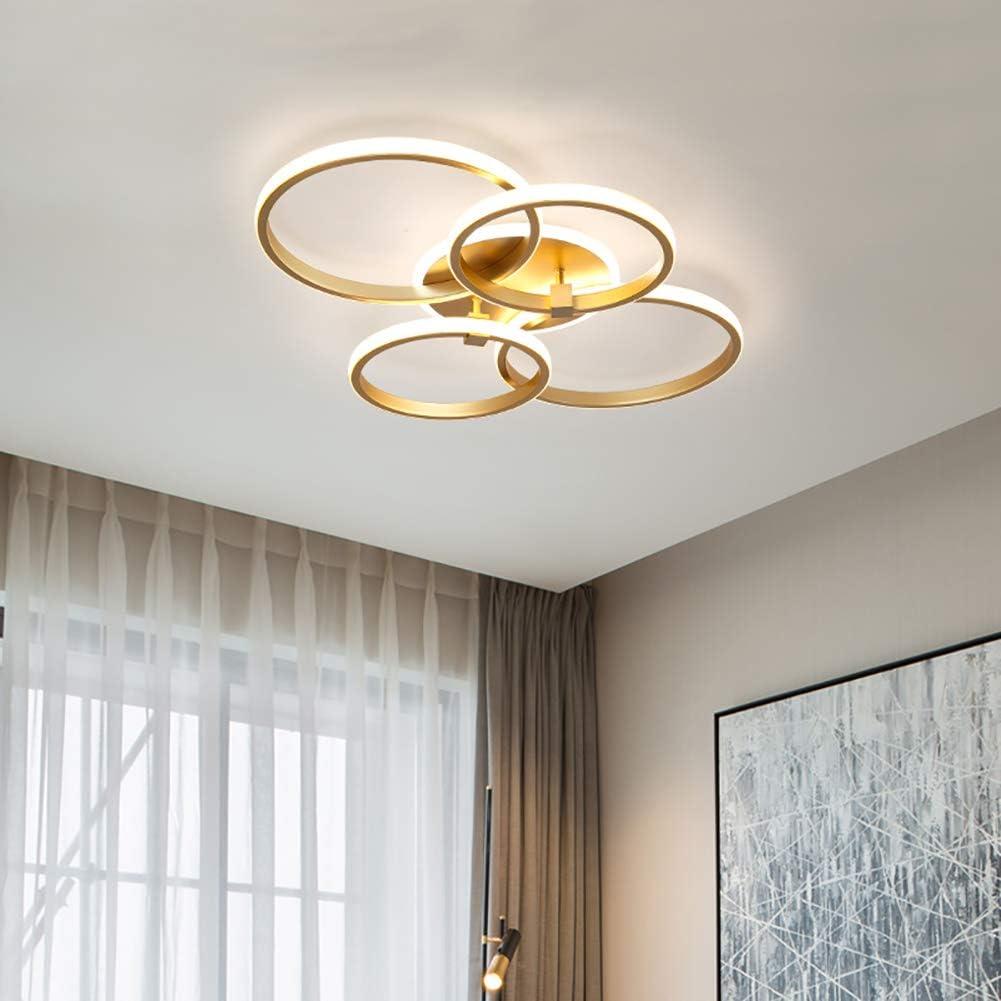 76W Modern LED Chandelier, 4-Ring Flush Mount Ceiling Light Round Acrylic Ceiling Lamp for Living Room Bedroom Dining Room, 6000K