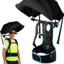 Hands-Free Wearable Sun Shade Canopy, Backpack Mounted Sun Shelter with Breathable Blue Mesh Back Panel, 1PCS