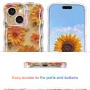 Jusy Compatible with iPhone 14, Colorful Retro Oil Painting Printed Flower Laser Glossy Pattern Cute Curly Wave Phone Case Soft TPU Cover for Girly Women - Sunflower