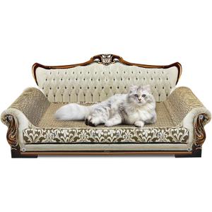 Luxury Cardboard Cat Scratcher Sofa Bed, Couch Shaped Scratching Board, Scratch Lounge with Catnip, Scratcher for Indoor Cats Large Grey