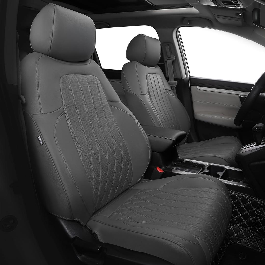 Seat Covers for Honda CRV 2017 2018 2019 2020 2021 2022 EX, EXL, LX, Sport, Touring, Special Edition, Hybrid & Gas, 1:1 Custom Faux Leather Seat Covers Full Set - Grey