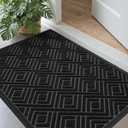 DEXI Front Door Mat Outside Entrance, 32x48 Entryway Rubber Back Doormat Heavy Duty, Non Slip Low Profile Welcome Entry Mats for Inside House Floor Exterior Patio, Checkered Black